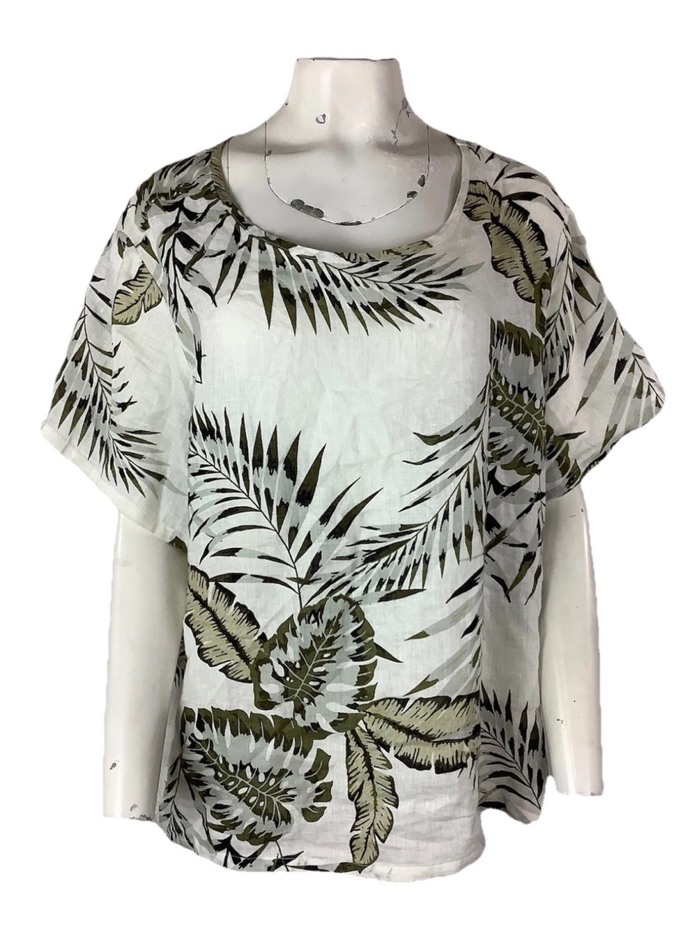 C&C California Sz 3X 100% Linen Tropical Beach Travel  Vacation Tunic Top